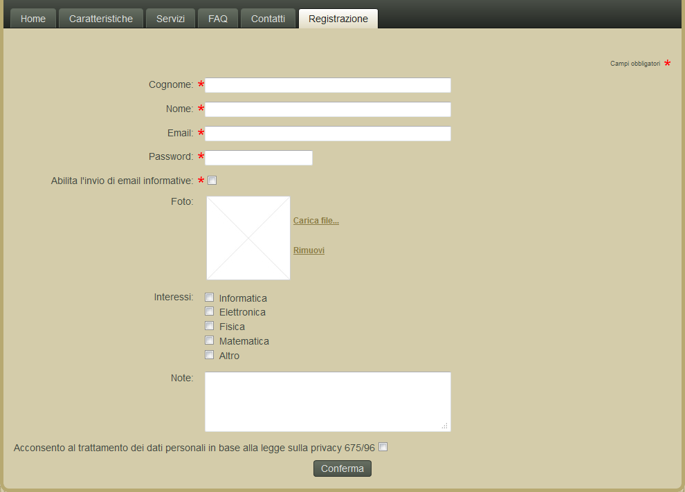 Crea Sito Web, miglior CMS, Tabelle Utente Acquisizione dati